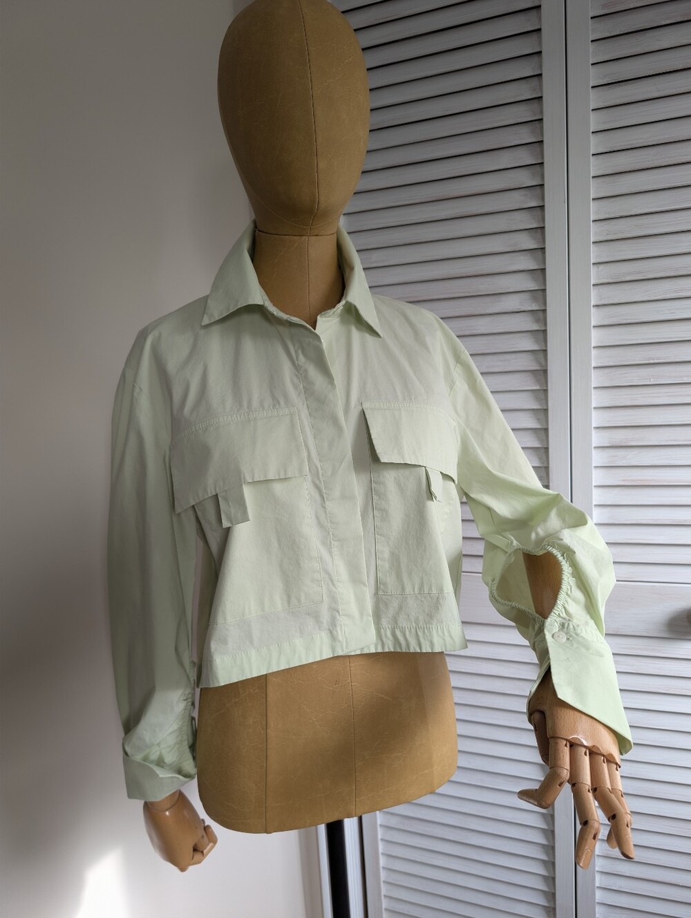 Zara Pale Lime Cropped Utility Jacket